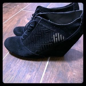 Black Wedge Booties